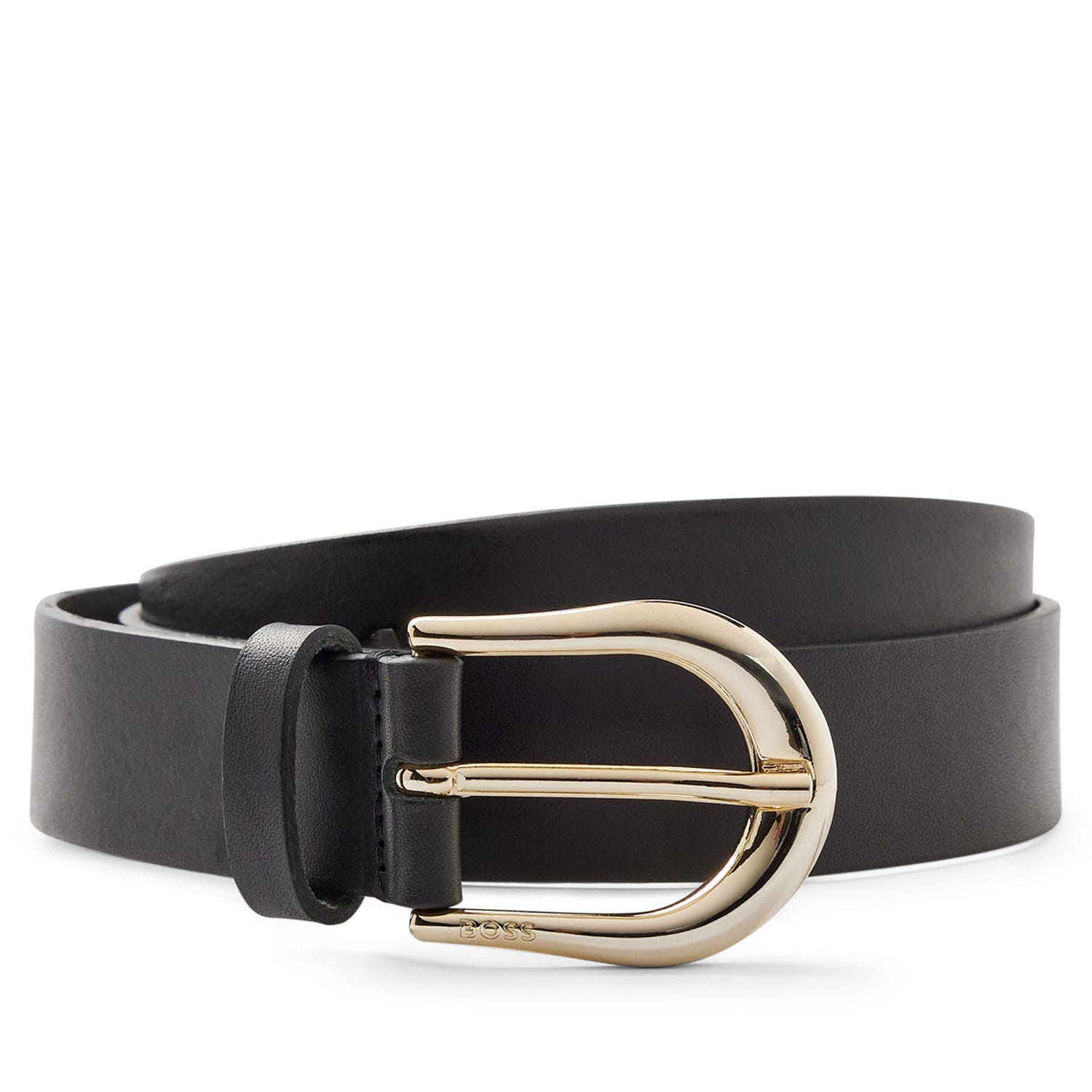 Accessoires Hugo Boss Afgeronde Gesp Leren Riem in Zwart