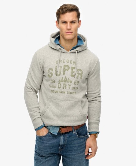 Superdry Mannen Work Shop Hoodie Grijs
