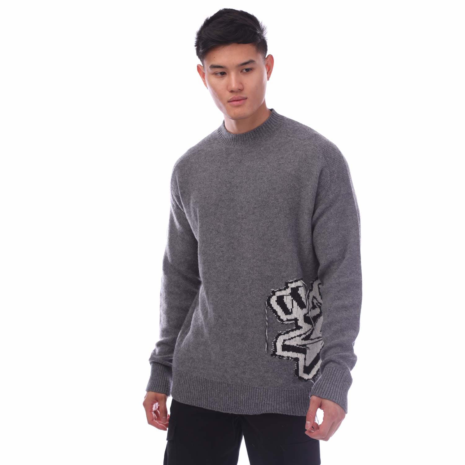 Off-White Heren Off White Graffiti Chunky Knit Sweater in Grijs