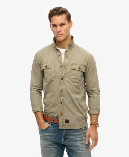 Superdry Mannen Military Overhemd met Lange Mouwen Khaki