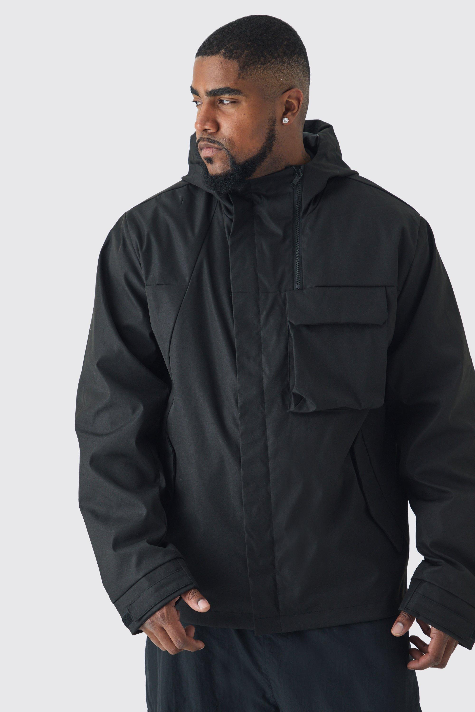 Boohoo Plus Dunne Zwarte Parka Jas Met Capuchon, Black