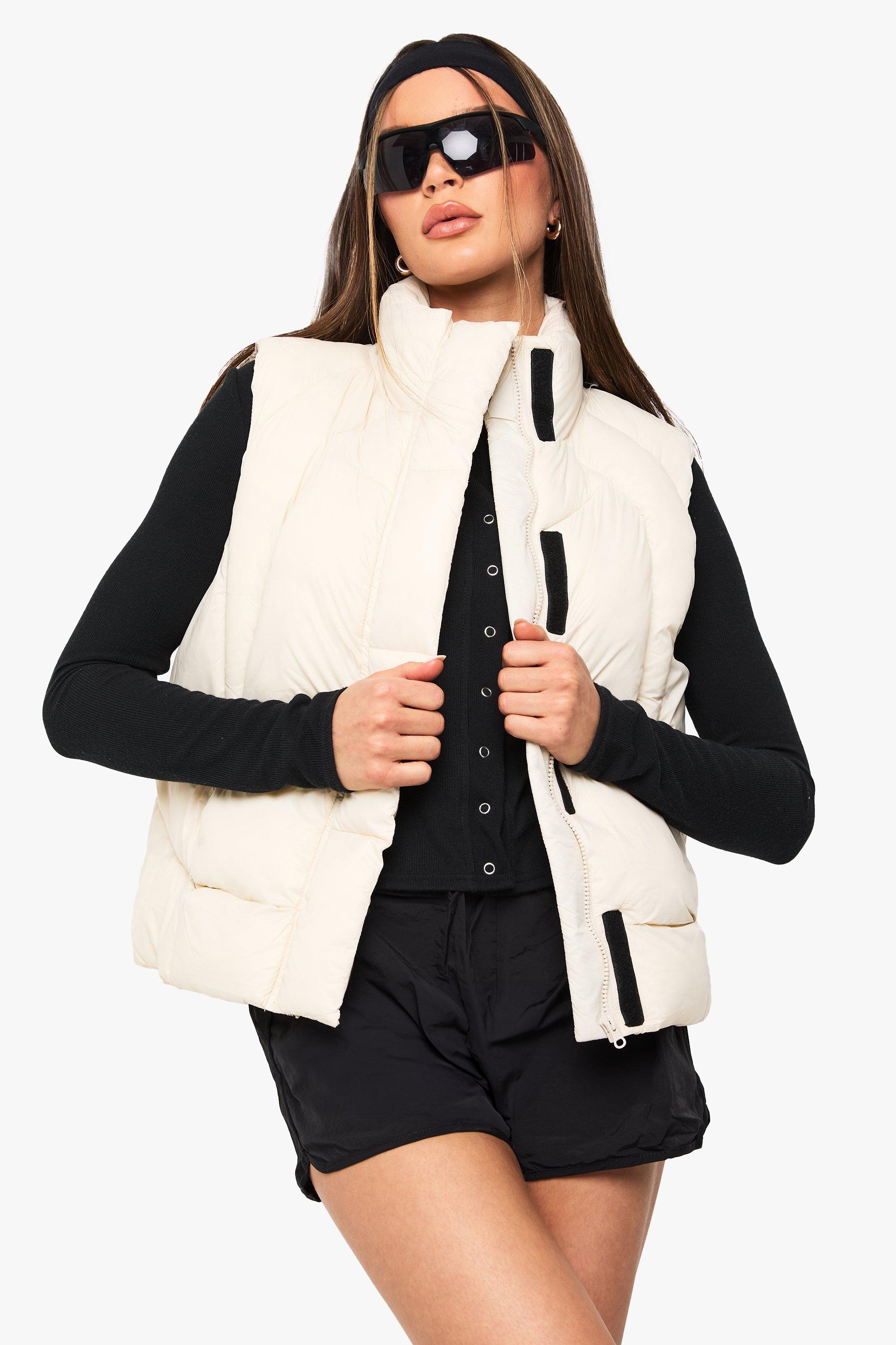 Boohoo Gewatteerde Jas Met Stiksels, Stone