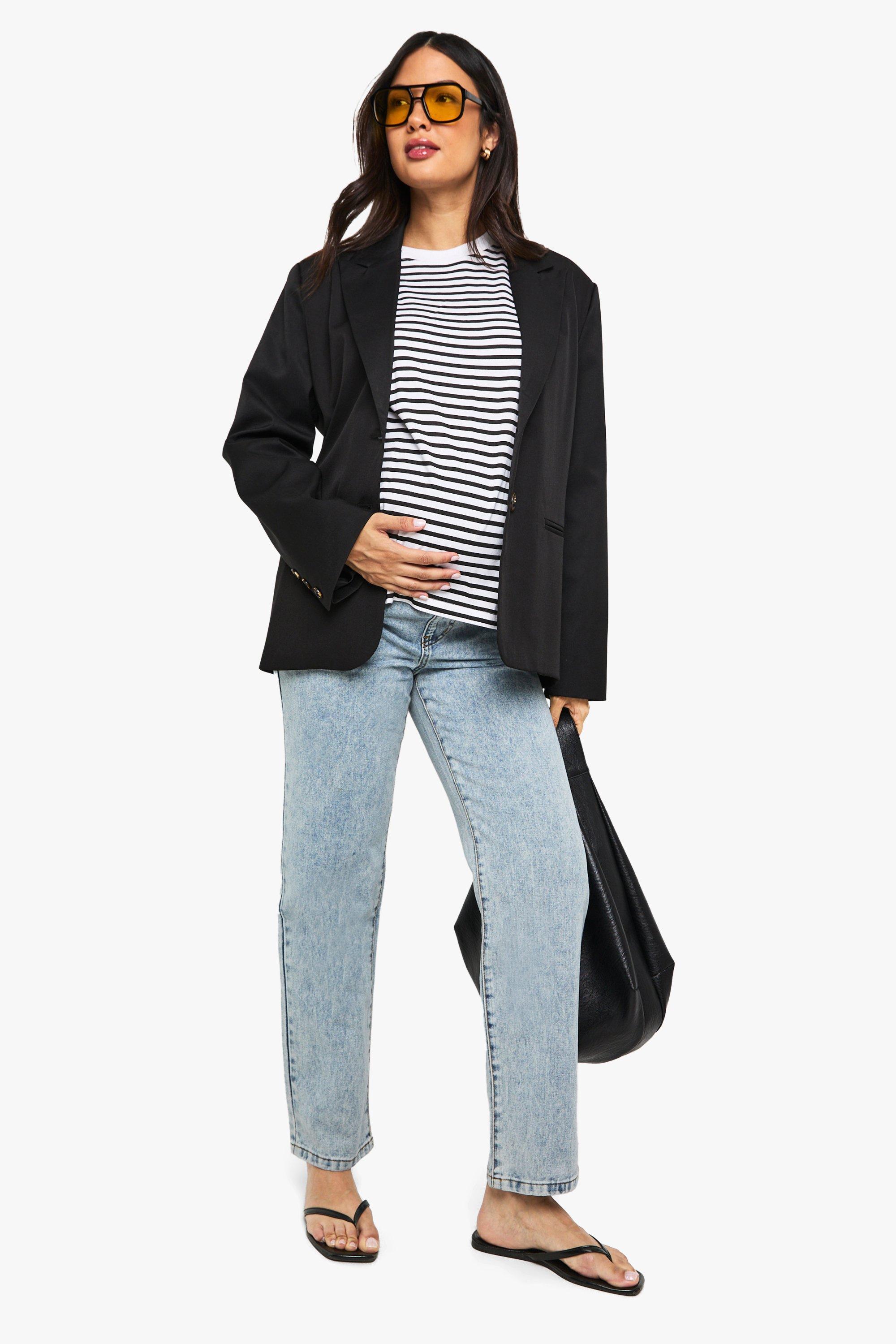Boohoo Zwangerschap Basic Mom Jeans, Light Blue