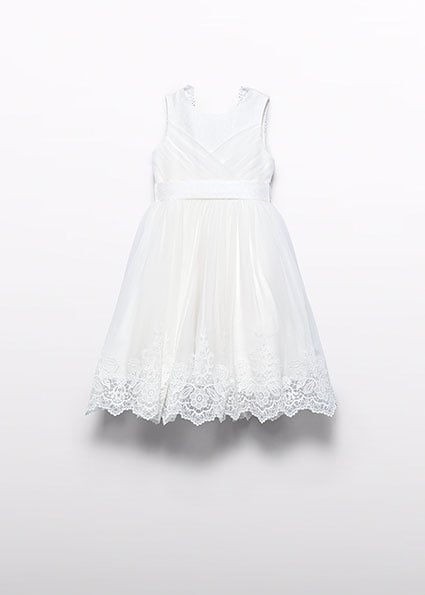 Abel & Lula Zomer jurk tule embroidery meisjes - creme wit