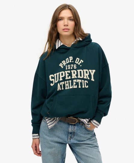 Superdry Vrouwen Athletic Essentials Hoodie met Losse Pasvorm Groen