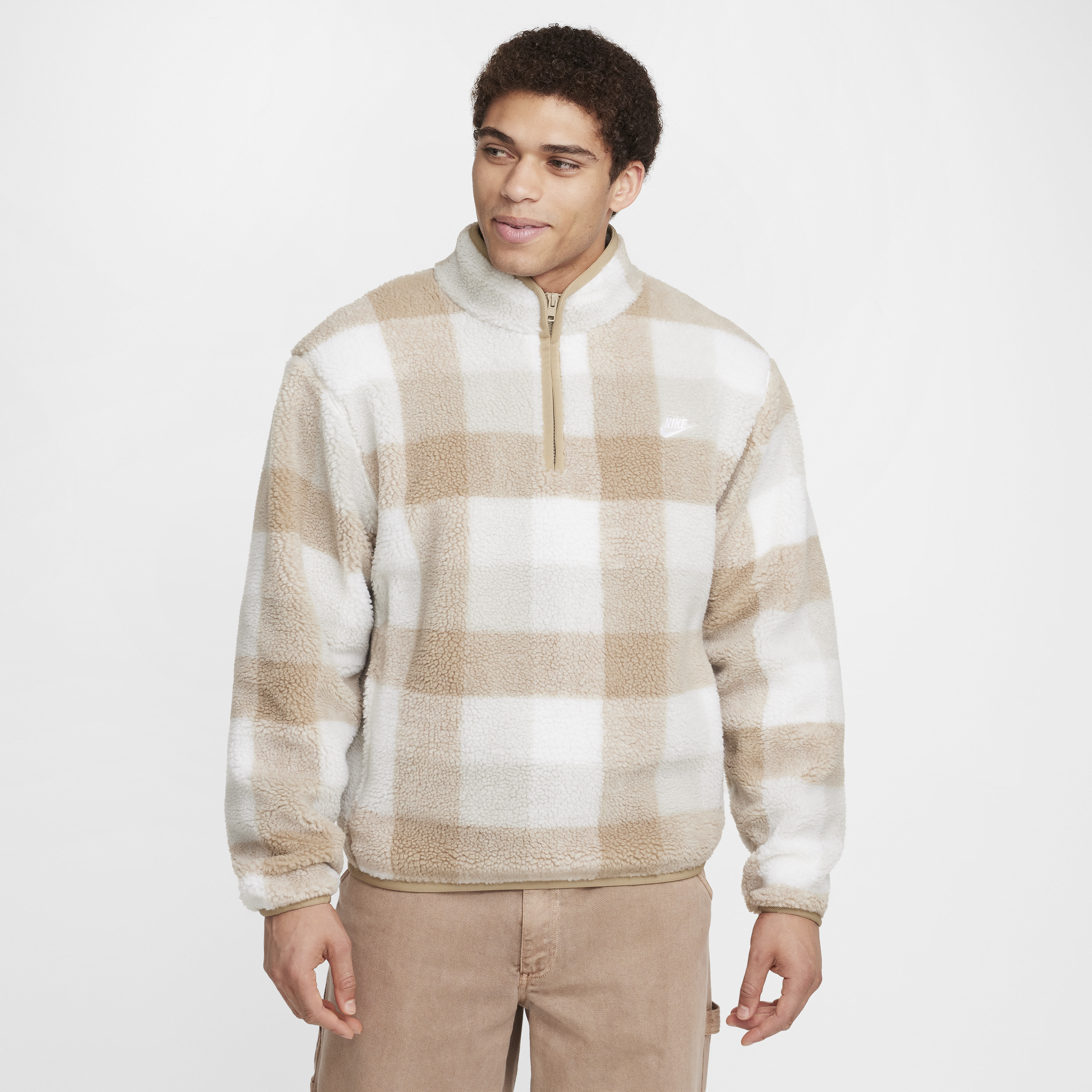 Nike Club winterse herentop met halflange rits - Bruin