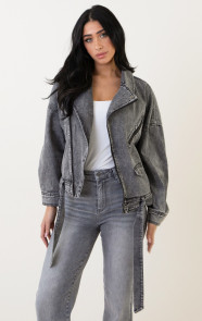 The Musthaves Strap Denim Jacket Grijs