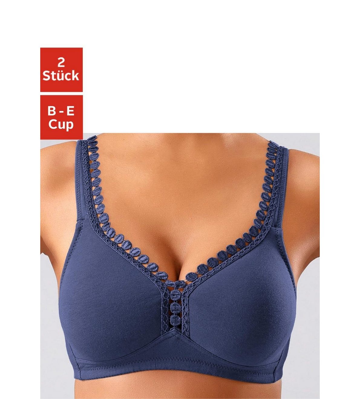 Petite fleur Soft-bh zonder beugels, met decoratieve sierrand (Set van 2)