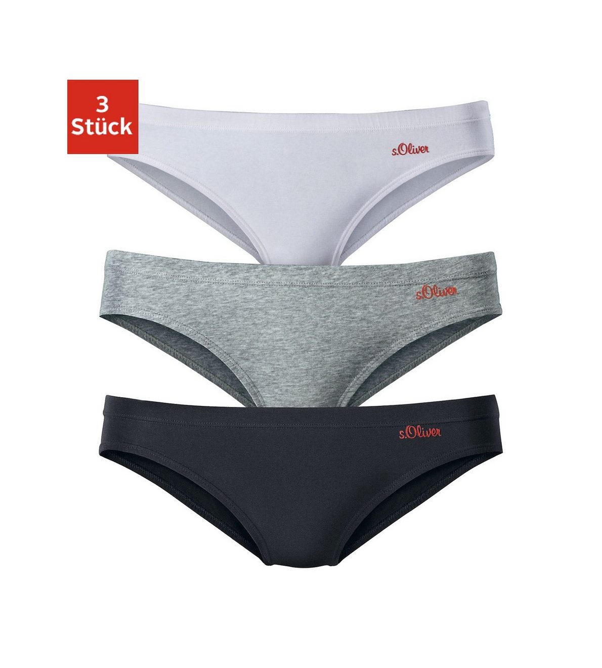s.Oliver RED LABEL Beachwear Bikinibroekje elastische katoenkwaliteit (3 stuks)