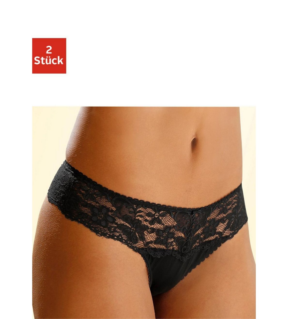 Nuance String Dessous met brede kantband (2 stuks)