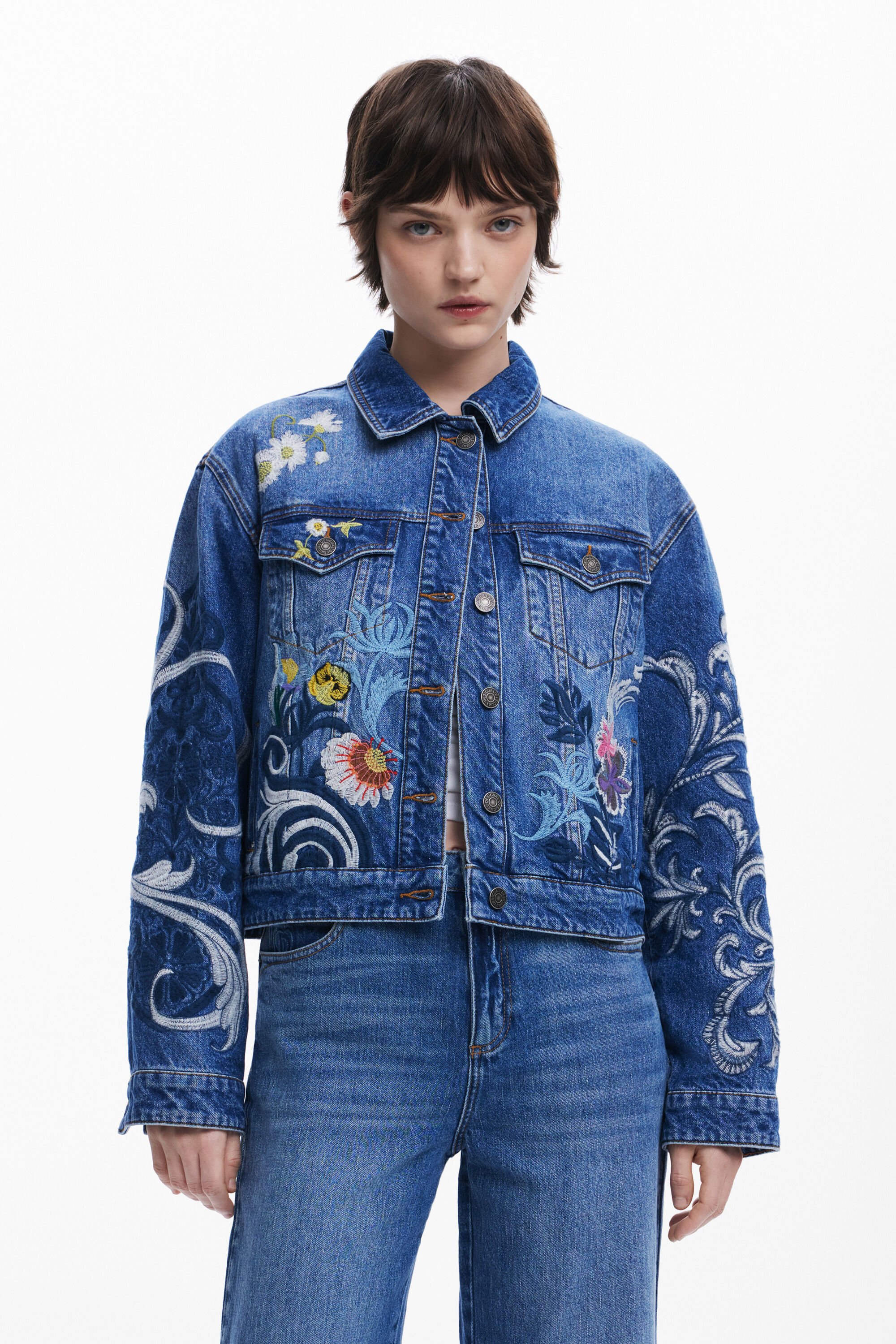 desigual Spijkerjack met borduursels - BLUE
