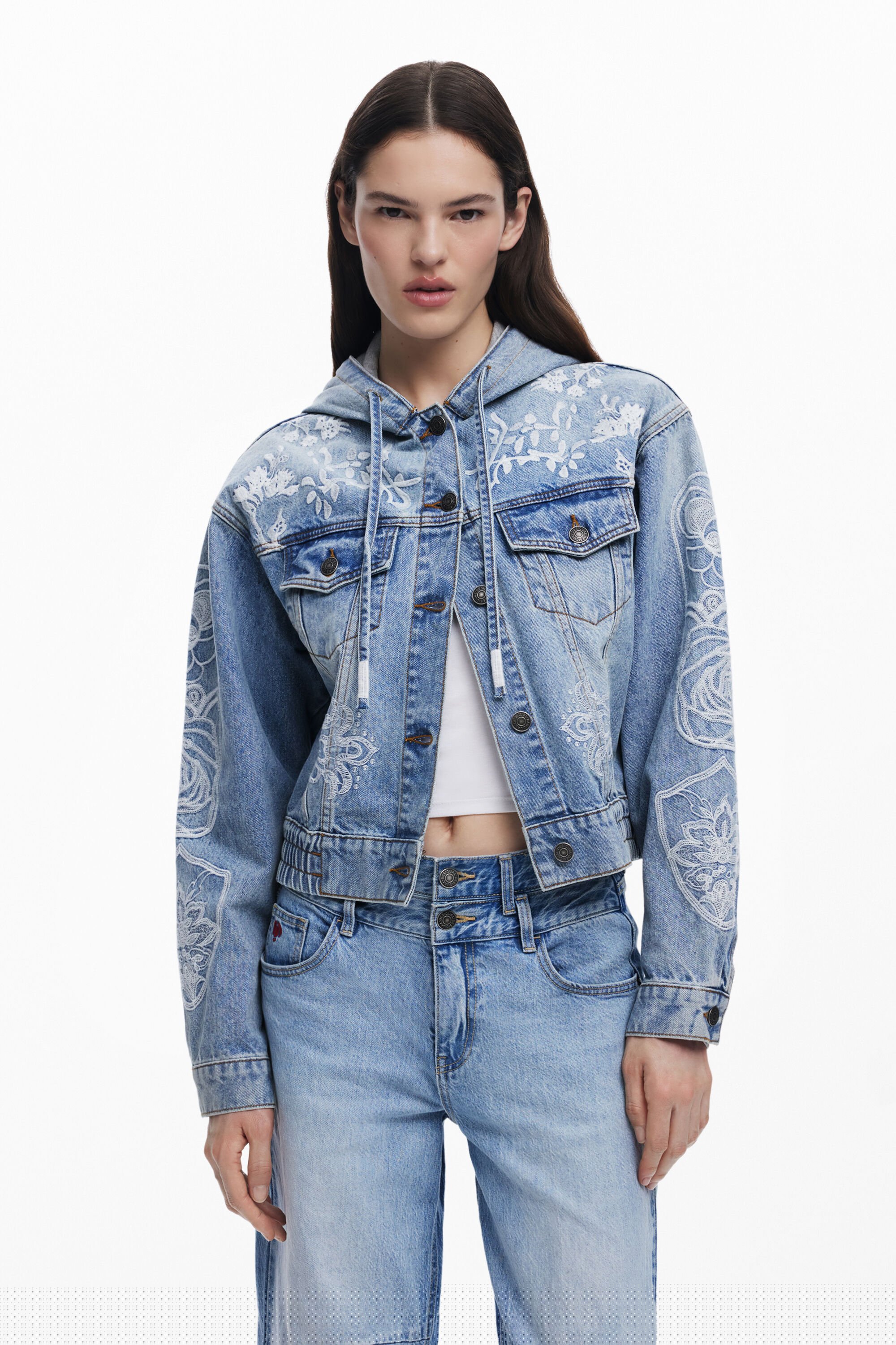 desigual Spijkerjack met capuchon - BLUE