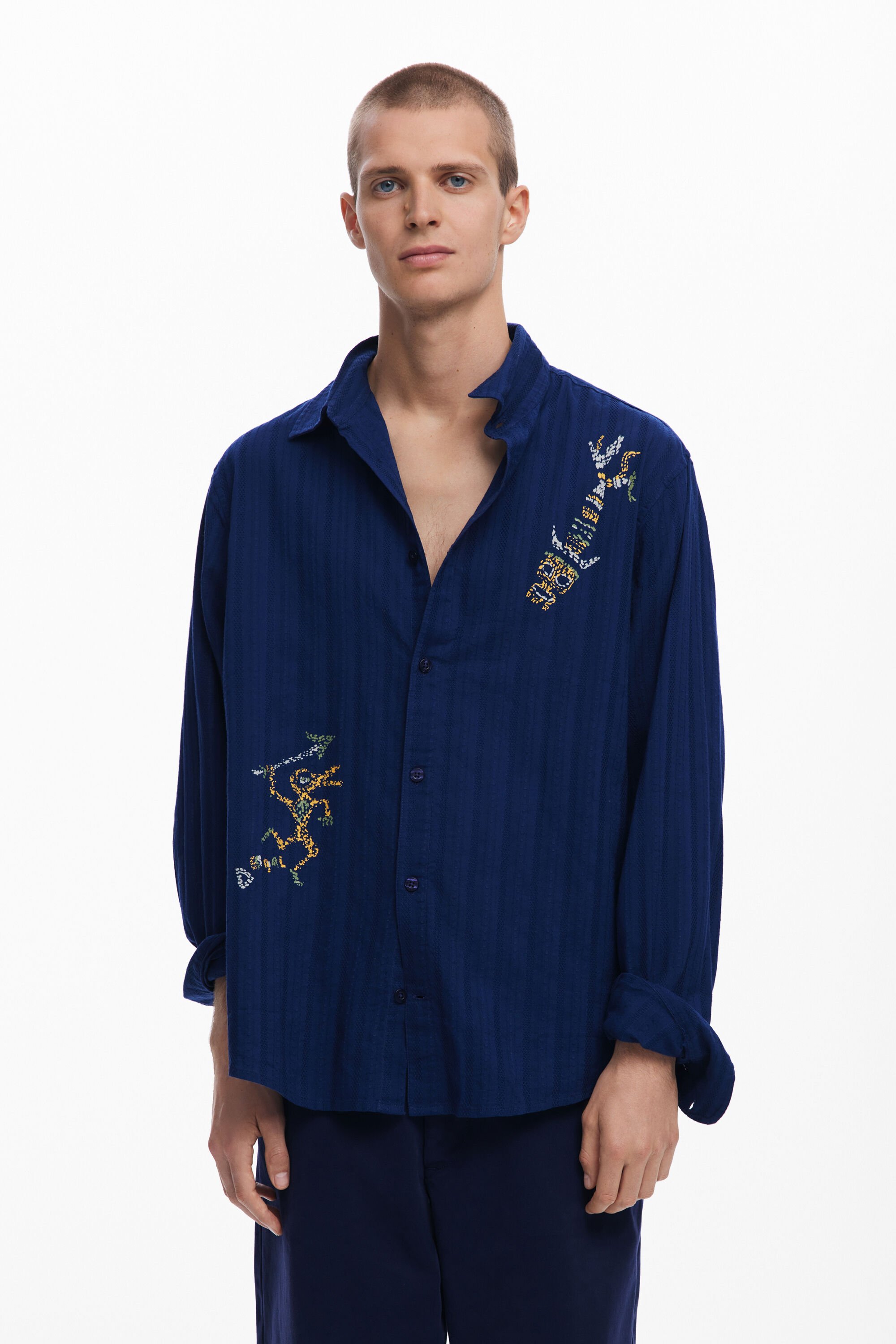 desigual Overhemd met etnische borduursels - BLUE