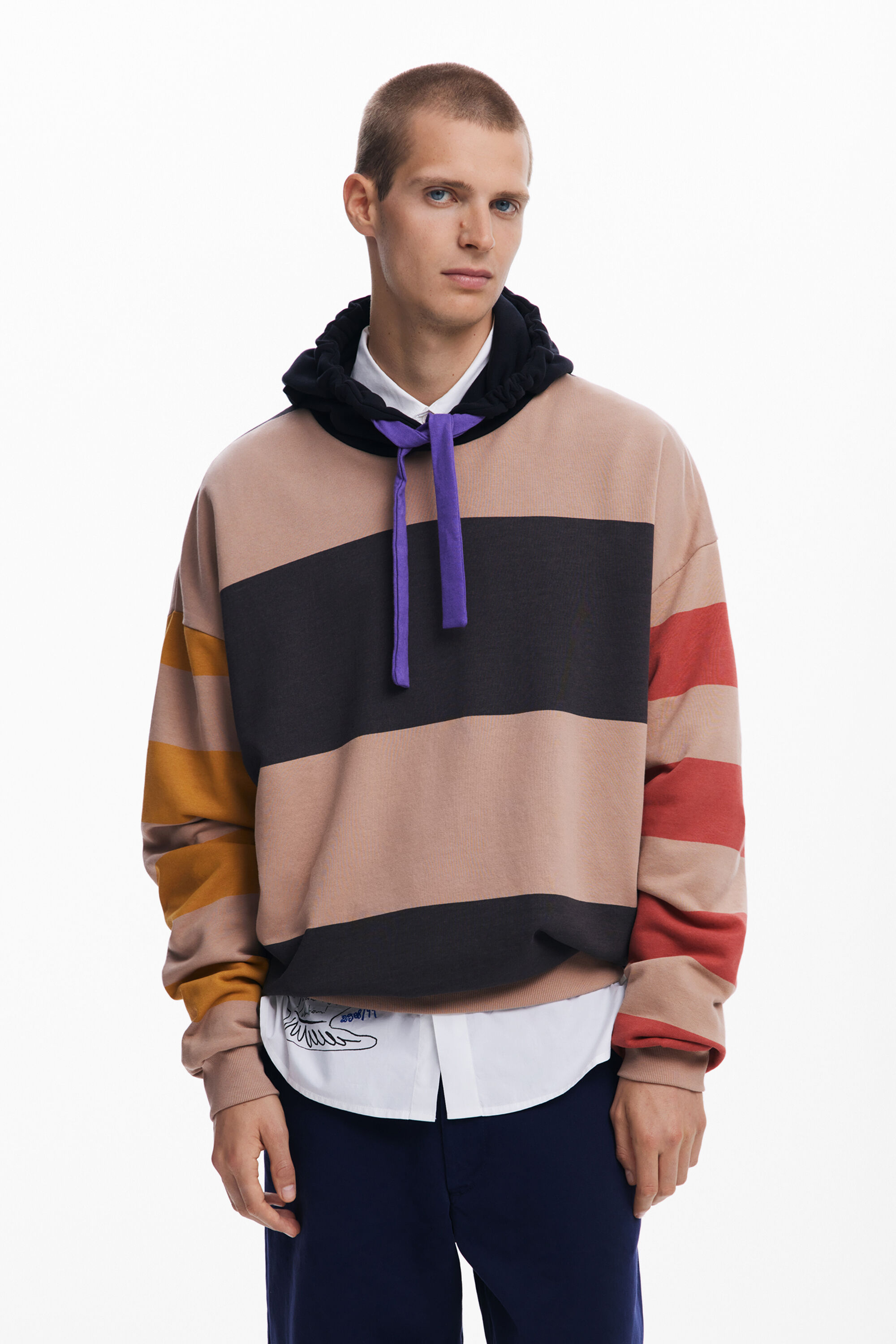 desigual Sweatshirt met brede strepen - BROWN