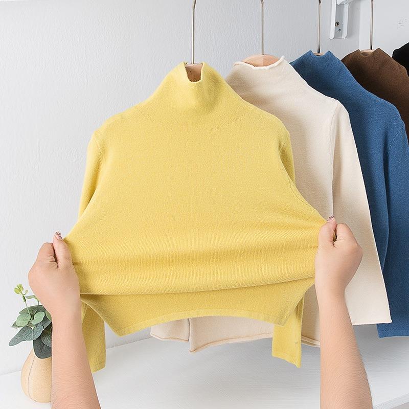 Dola Gebreide Trui Voor Meisjes Herfst Winter 2023 Casual Hemd Coltrui Truien Zuigelingen Kids Tops Kleding 2-13 Jaar kostuum 90cm beige
