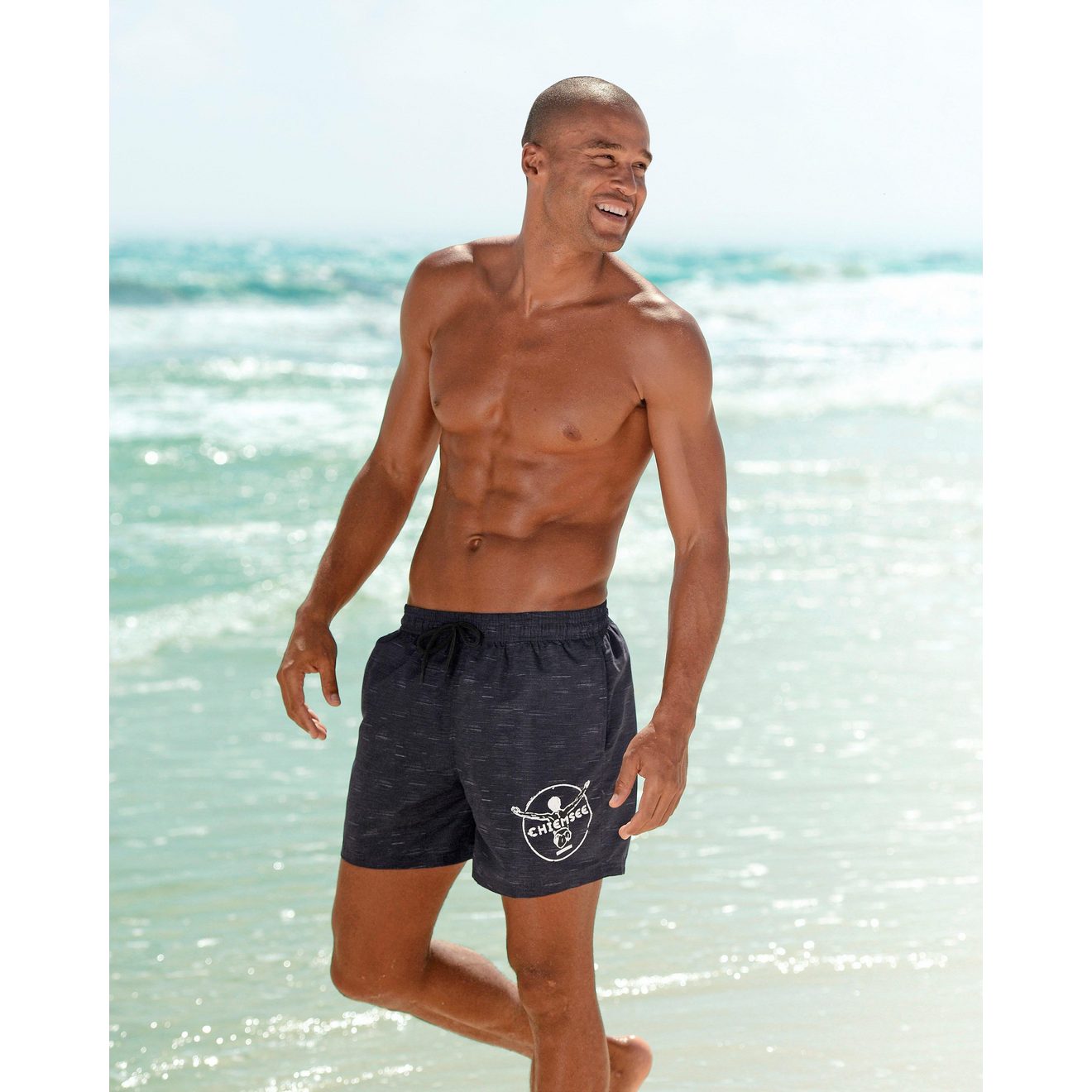 Chiemsee Zwemshort Mêlee met logoprint, zijzakken
