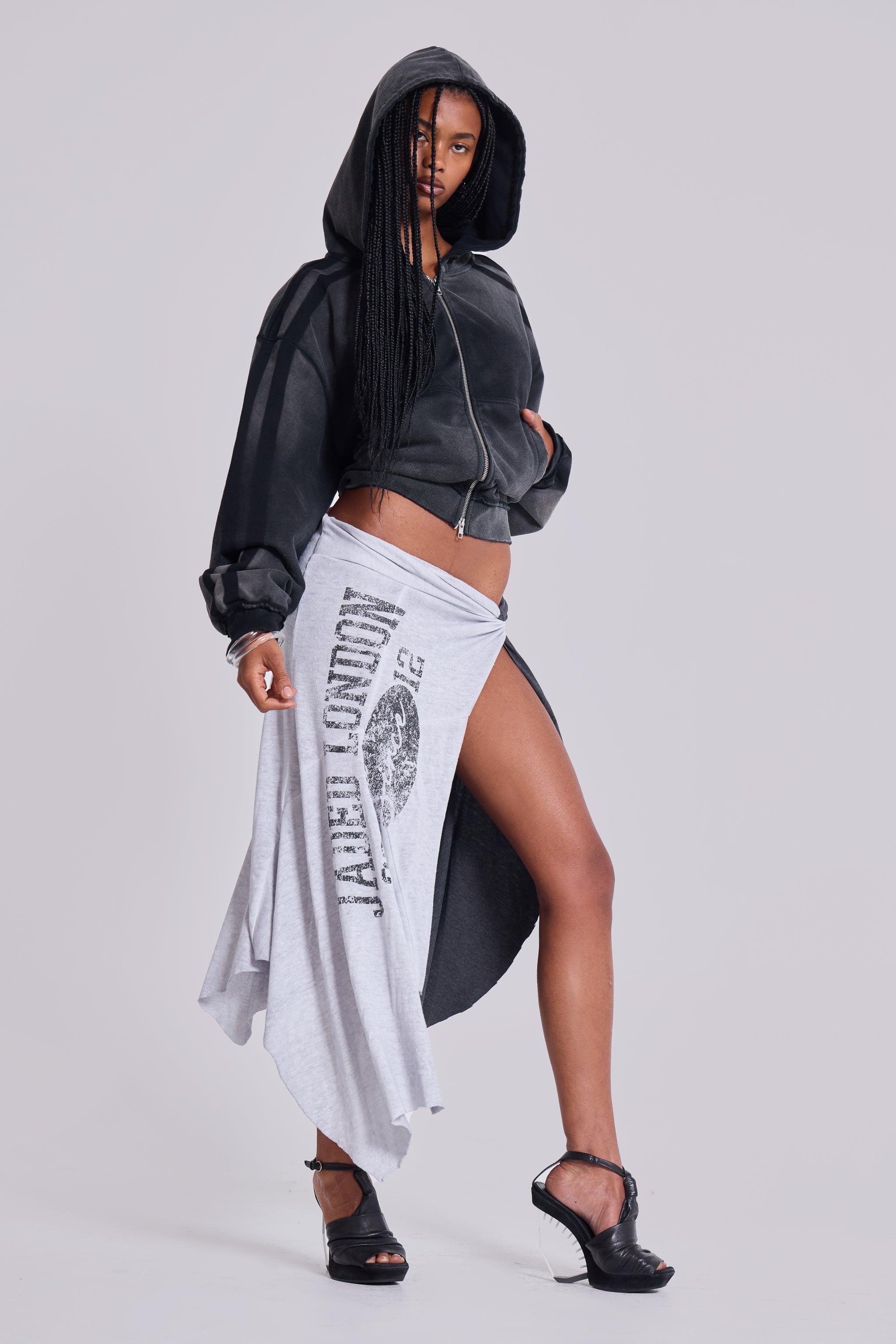 Jaded London Sasha Asymmetric T-Shirt Midi Skirt