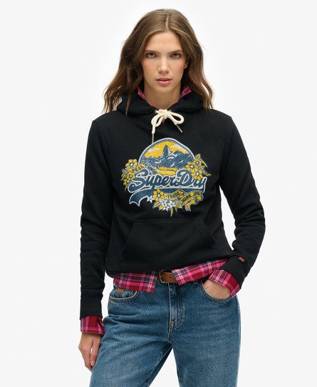 Superdry Vrouwen Hoodie met Bloemenprint Zwart
