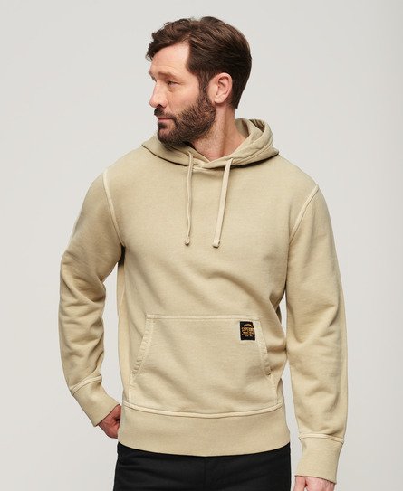 Superdry Mannen Relaxed Hoodie met Contrasterende Stiksels Beige