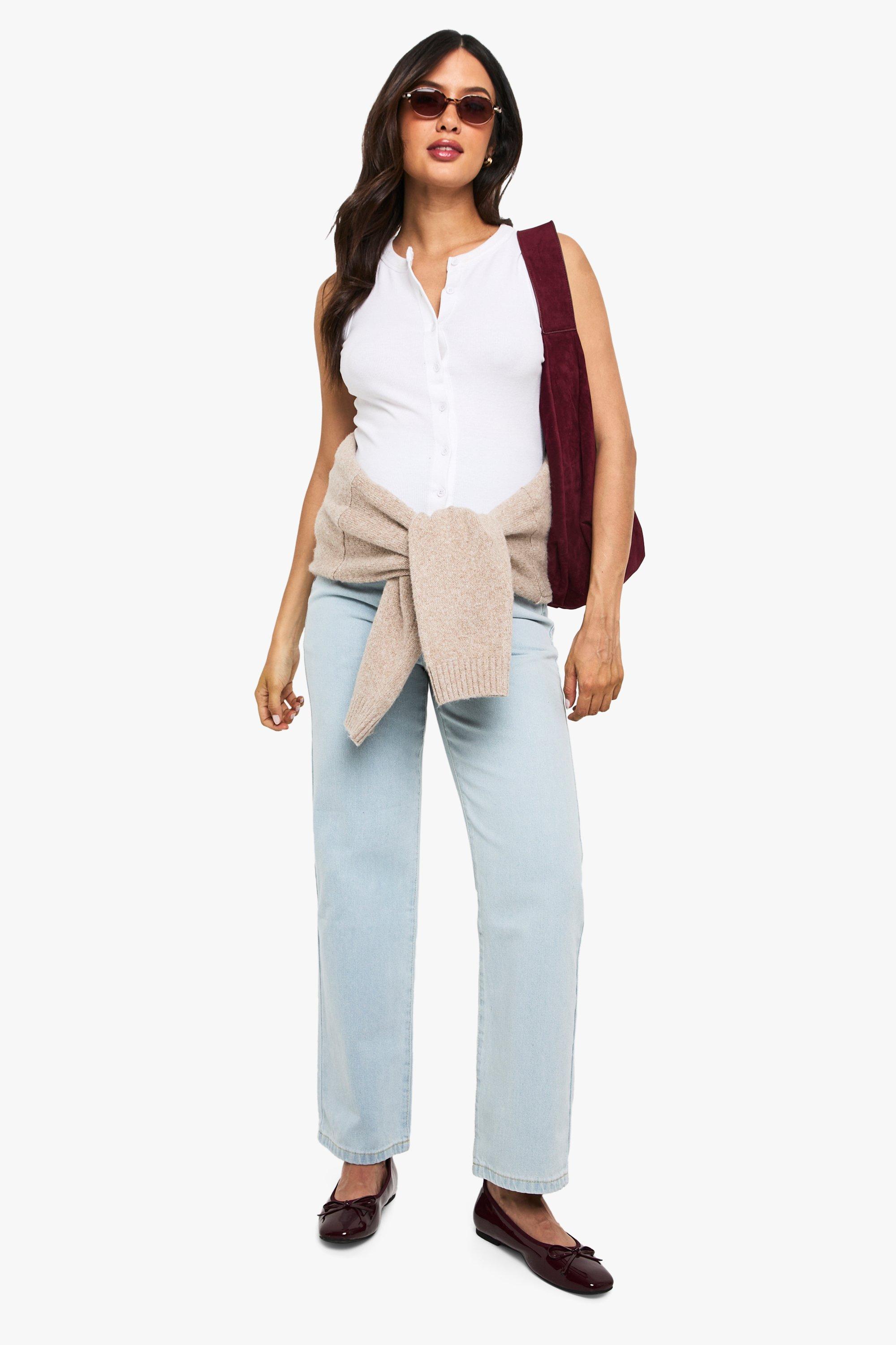 Boohoo Zwangerschap Over The Bump Boyfriend Jeans, Bleach Wash