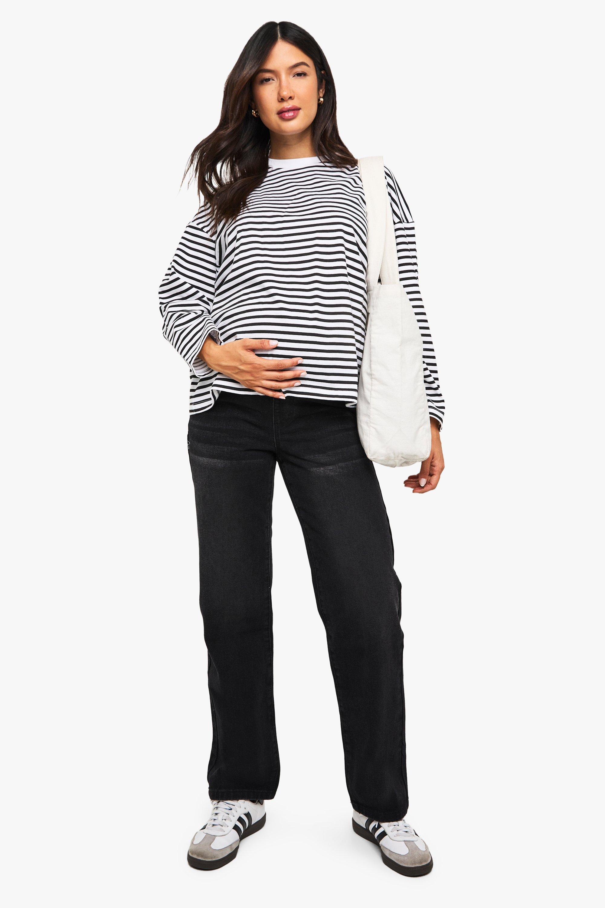 Boohoo Zwangerschap Over The Bump Jeans Met Rechte Pijpen, Washed Black