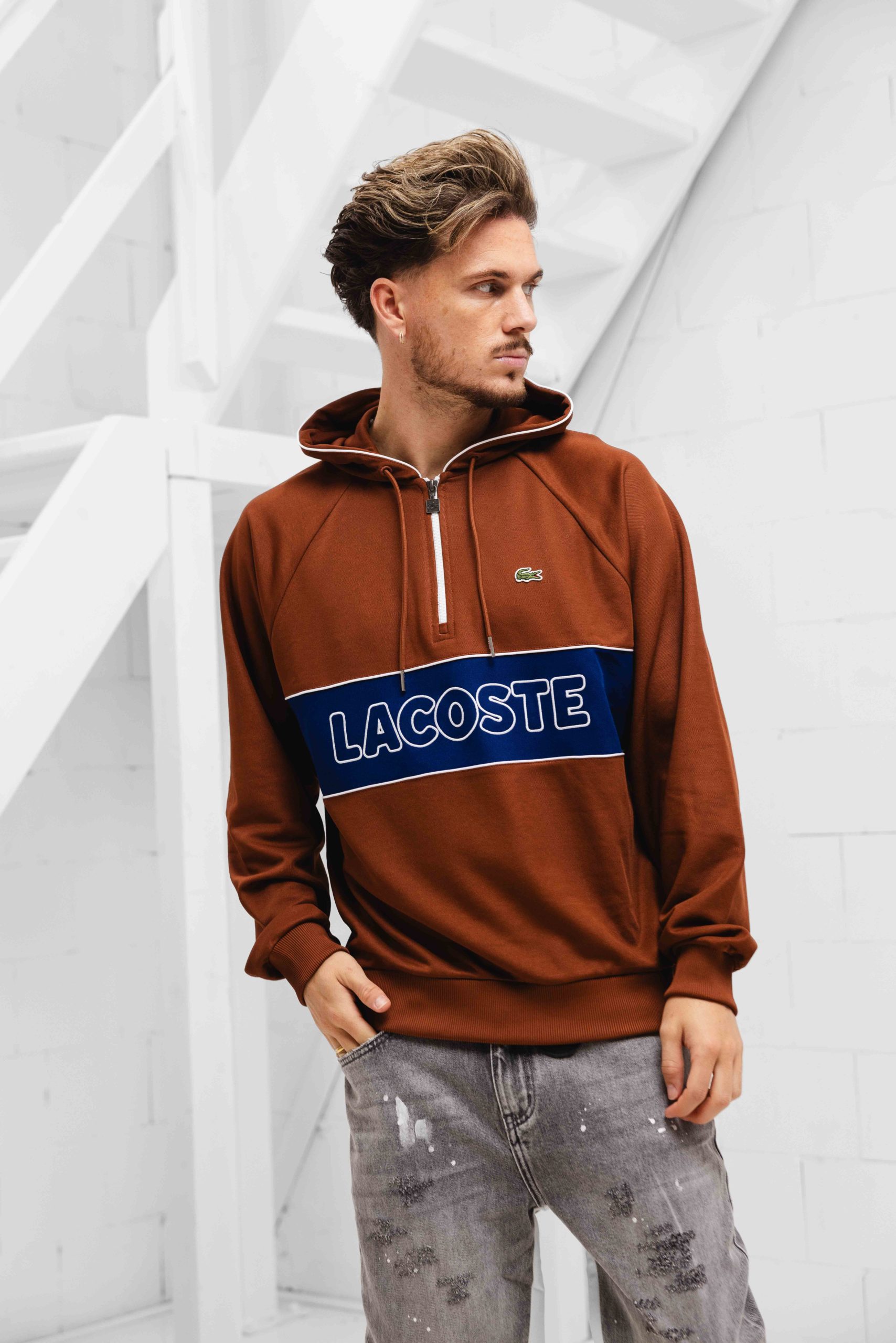 Lacoste Paris Relaxed Hoodie Heren Bruin - 