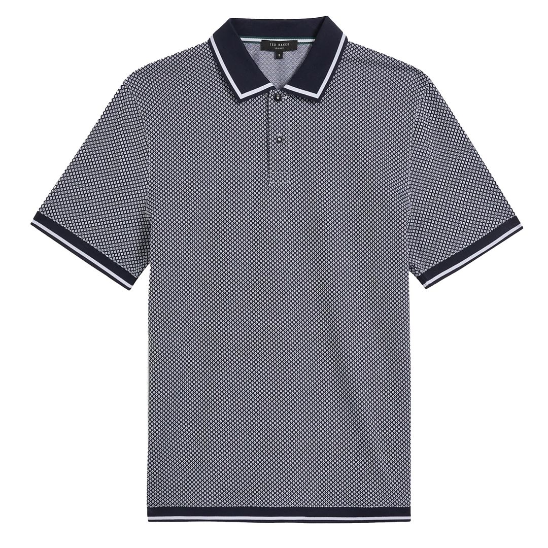 Ted Baker Affric Heren Navy/Wit Geo Polo Shirt