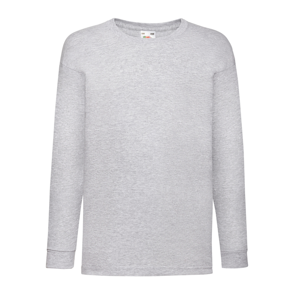 Fruit of the Loom Kinder/kids valueweight heather t-shirt met lange mouwen