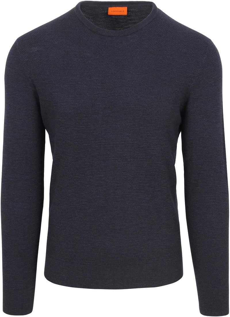 Suitable Trui Structure Slub Navy