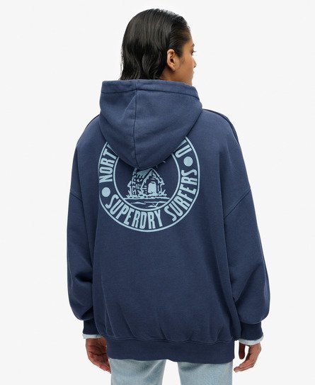 Superdry Vrouwen Lo-fi Outdoor Hoodie met Oversized Pasvorm Blauw