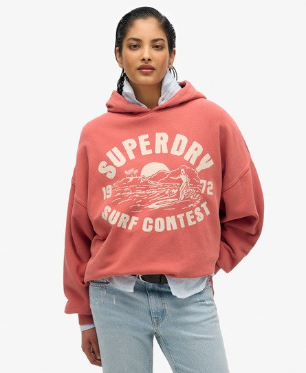Superdry Vrouwen Lo-fi Outdoor Hoodie met Oversized Pasvorm Rood