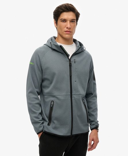 Superdry Mannen Tech Hoodie met Logo, Rits en Losse Pasvorm Blauw