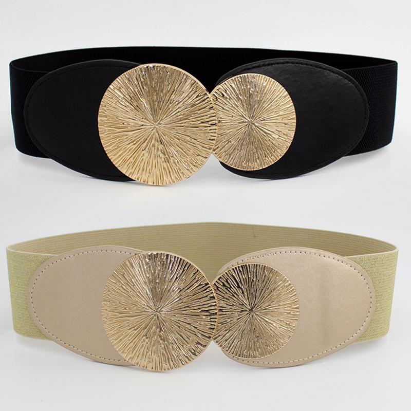 Foreign Parts Retro Pu-leer brede elastische tailleriem voor damesjurkenaccessoires goud