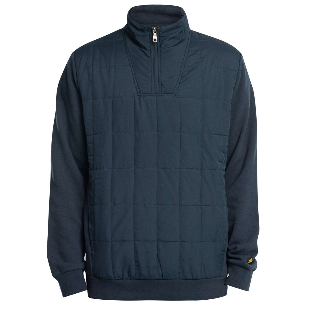 Lyle & Scott hybride gewatteerd marineblauw sweatshirt met halve rits