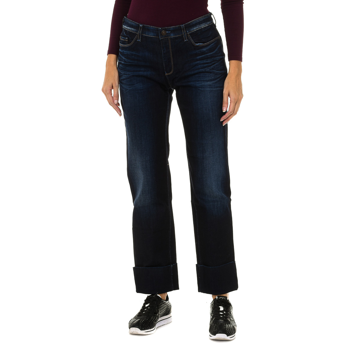 Armani Dames denim broek met lang versleten effect 6Y5J11-5D2UZ