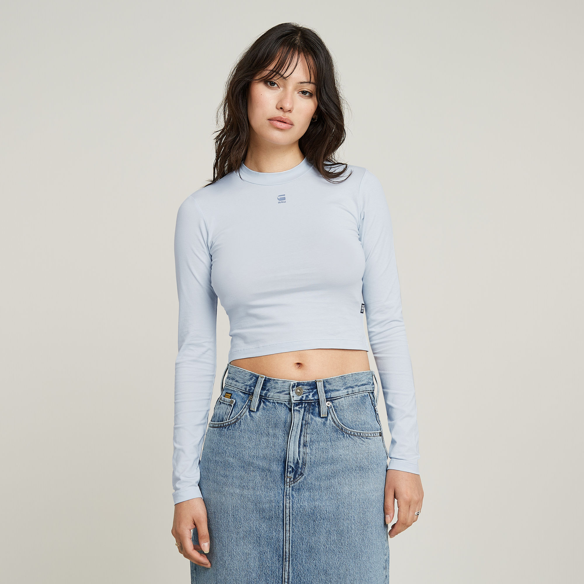 G-Star RAW Mock Slim Korte Top - Lichtblauw - Dames