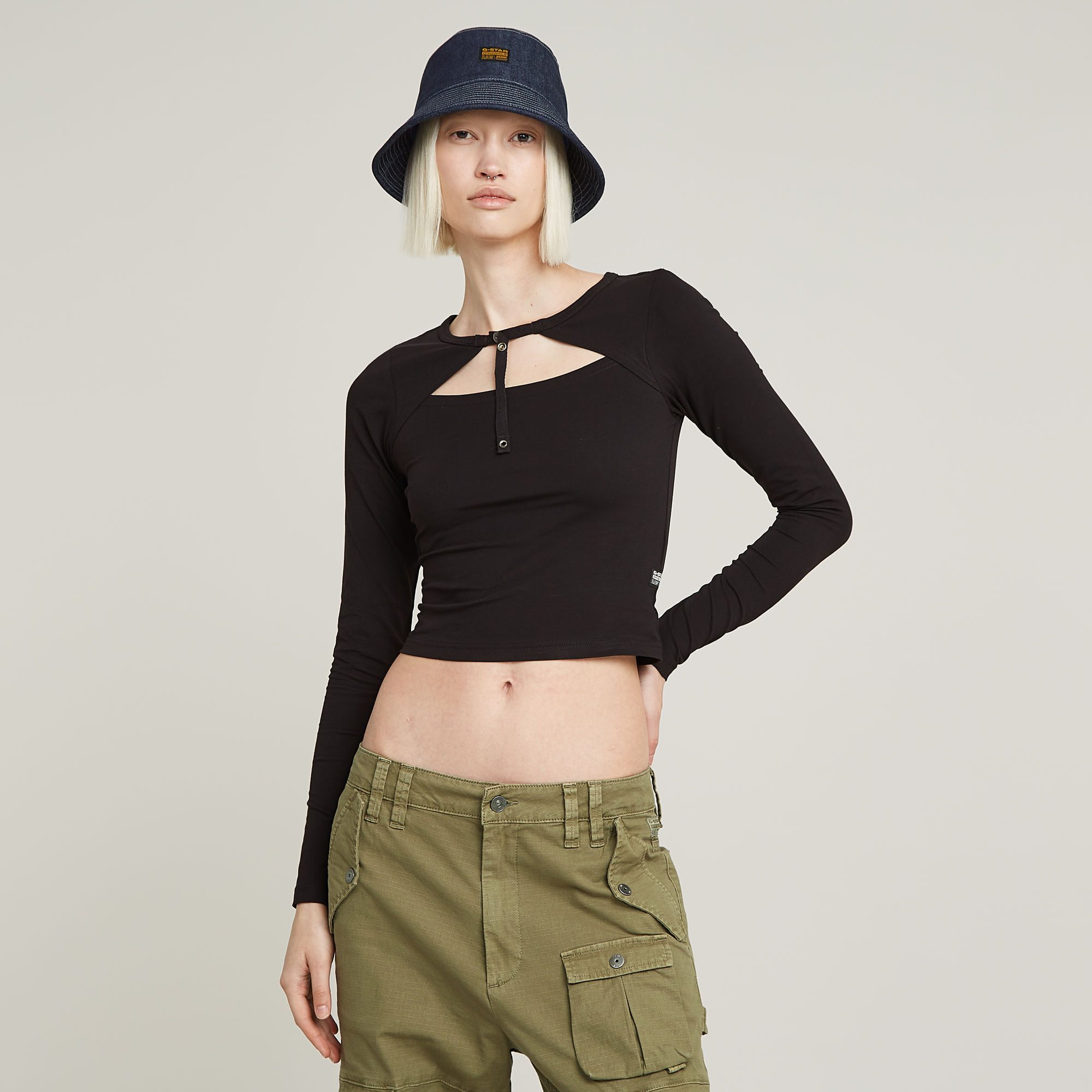 G-Star RAW Keyhole Slim Korte Top - Zwart - Dames