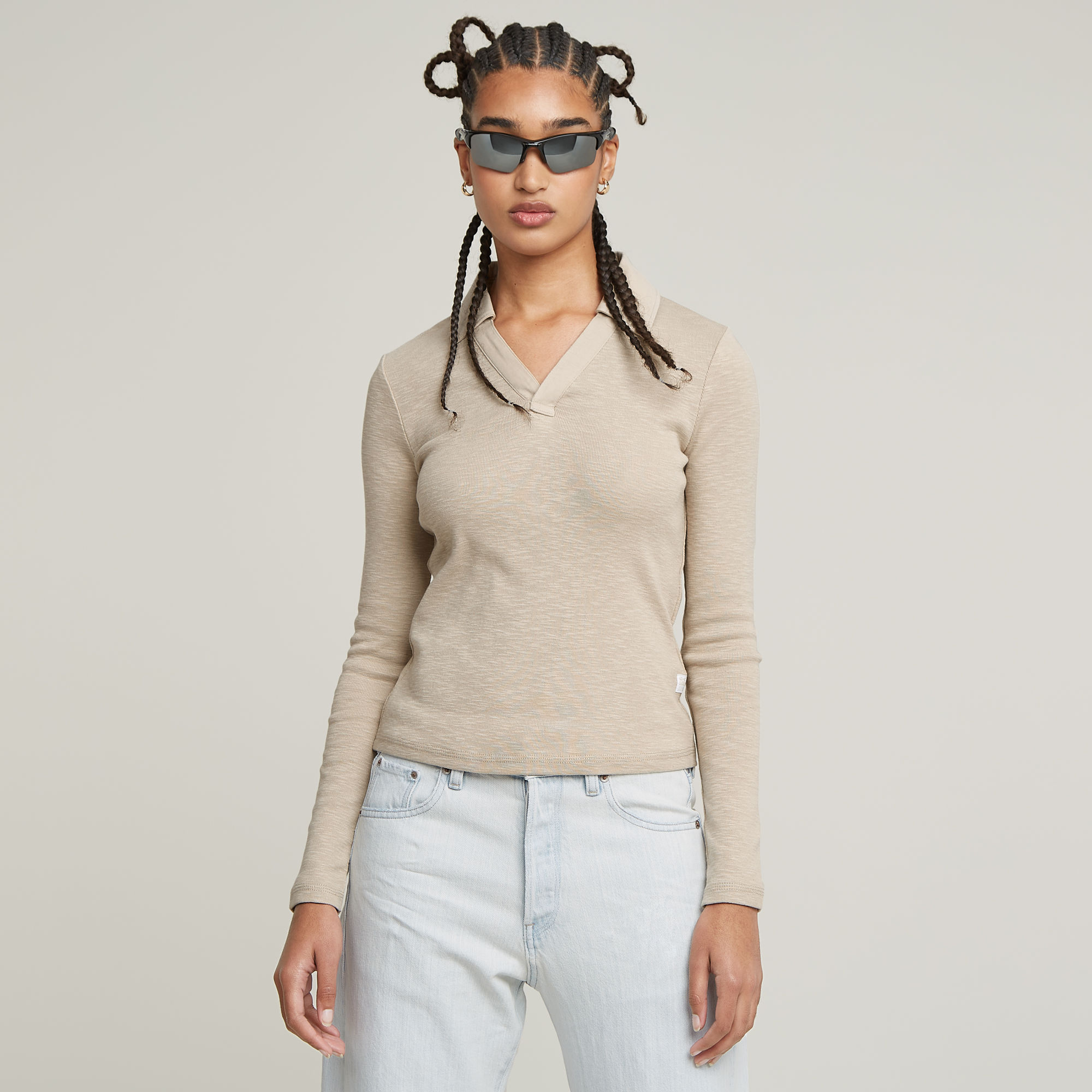 G-Star RAW Polo Top Slim - Beige - Dames