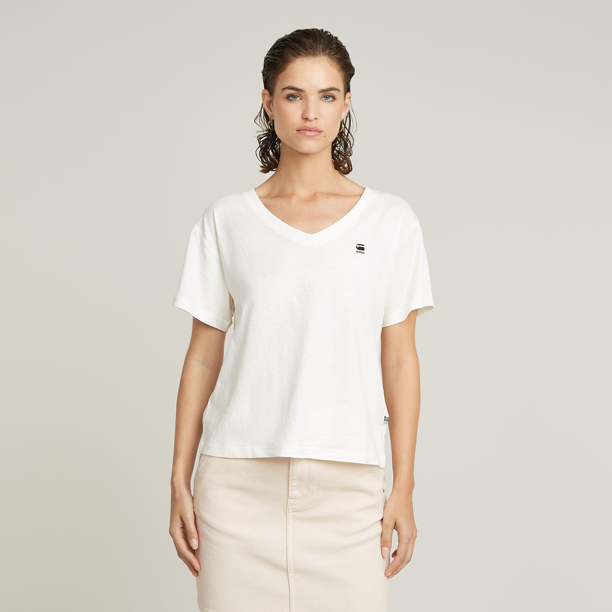 G-Star RAW Open V-Hals Relaxed Top - Wit - Dames
