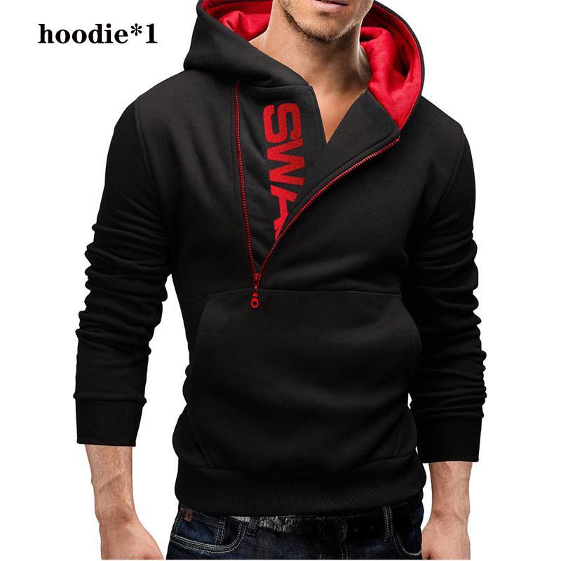 Smart Good Pullover Hoodies Heren Fleece Warme Truien Sweatshirts Kwaliteit Heren Hoodies Jas Hip Hop Sportkleding 2XL rood/zwart
