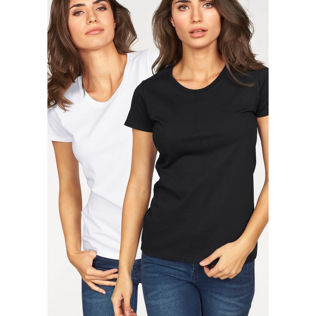 Fruit of the Loom Shirt met ronde hals Lady Fit Premium (2-delig, Set van 2)