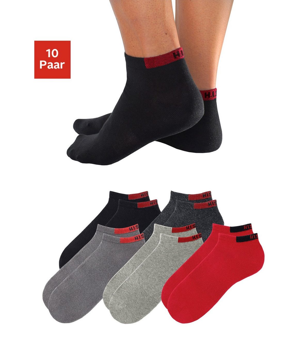 H.I.S Sneakersokken met versterkte belastingzones (set, 10 paar)