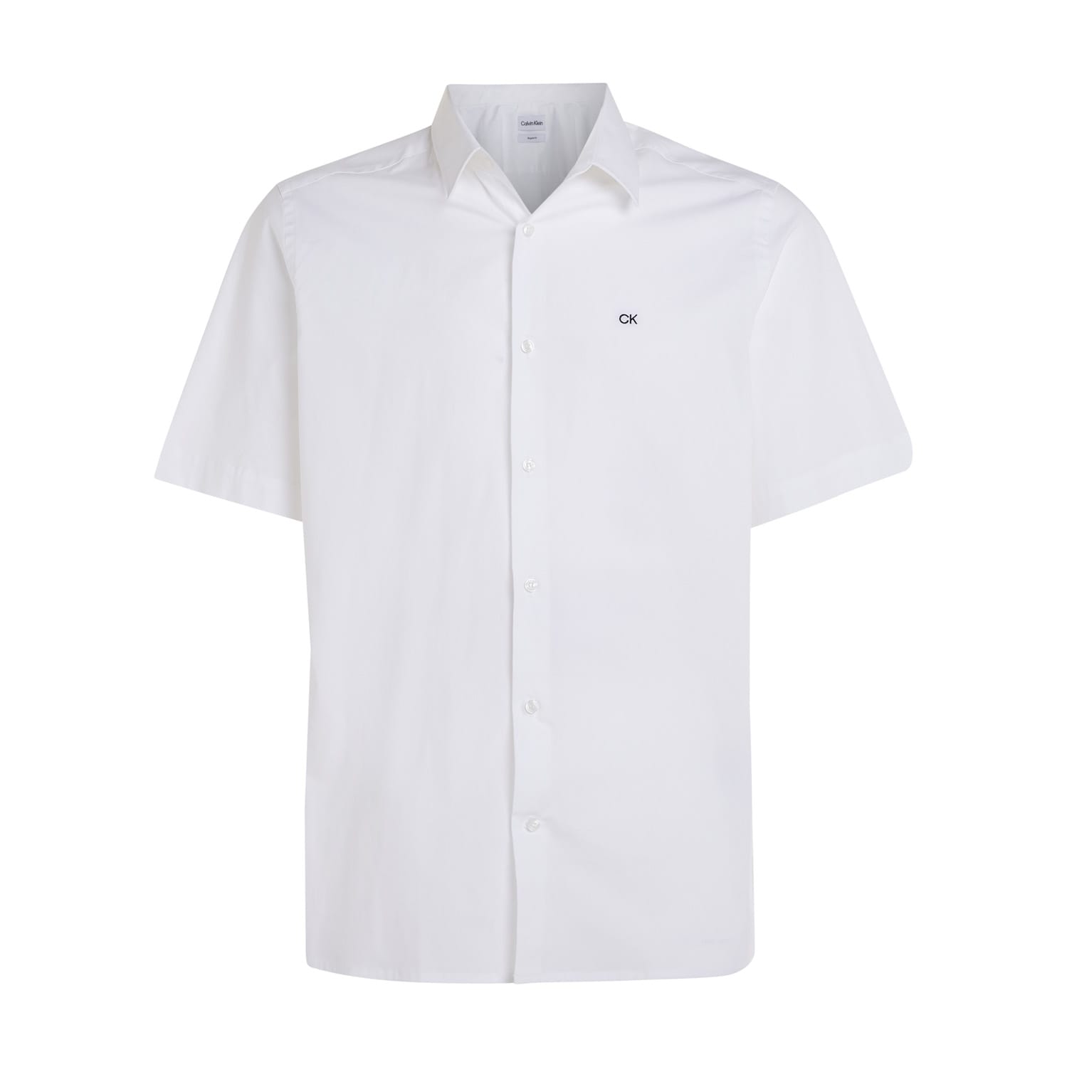 Herenoverhemd Calvin Klein Poplin Stretch Korte Mouw in Wit