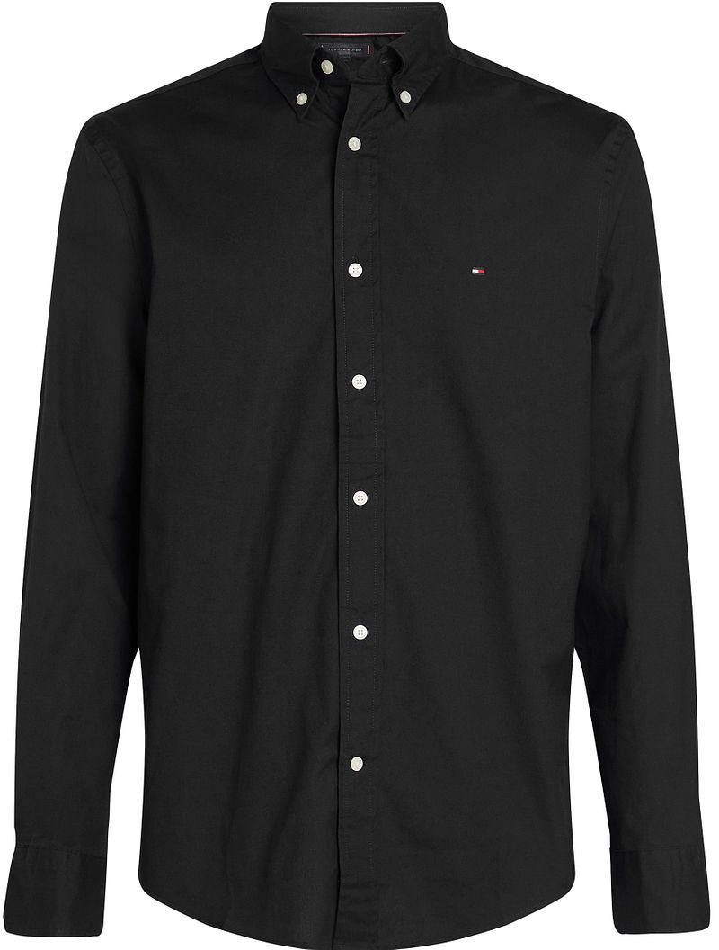 Tommy Hilfiger Poplin Overhemd Flex Zwart
