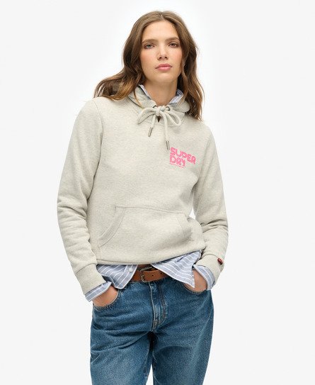 Superdry Vrouwen Rainbow Hoodie met Strepen Lichtgrijs