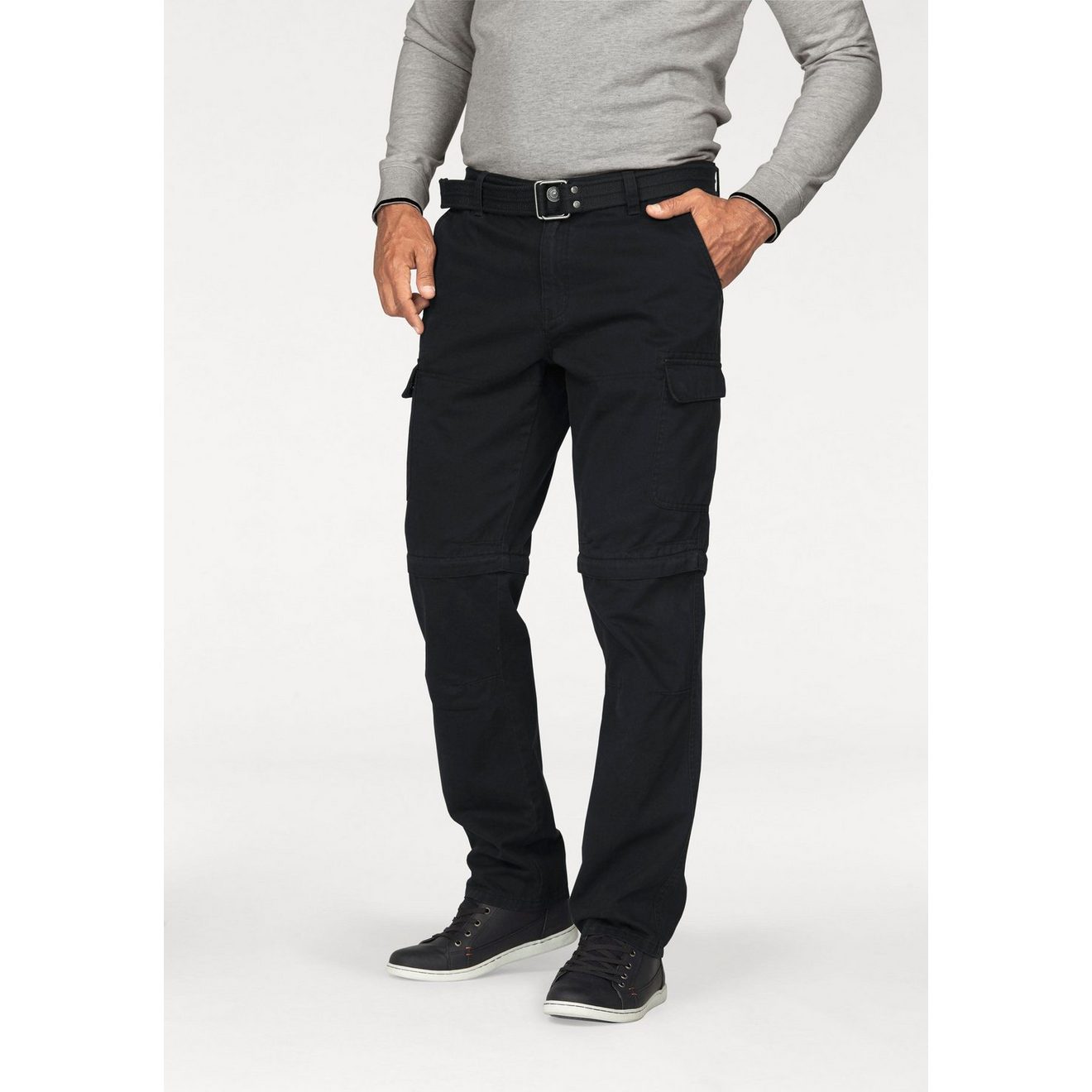 Man's World Cargobroek met zip-offfunctie (set, Met riem)