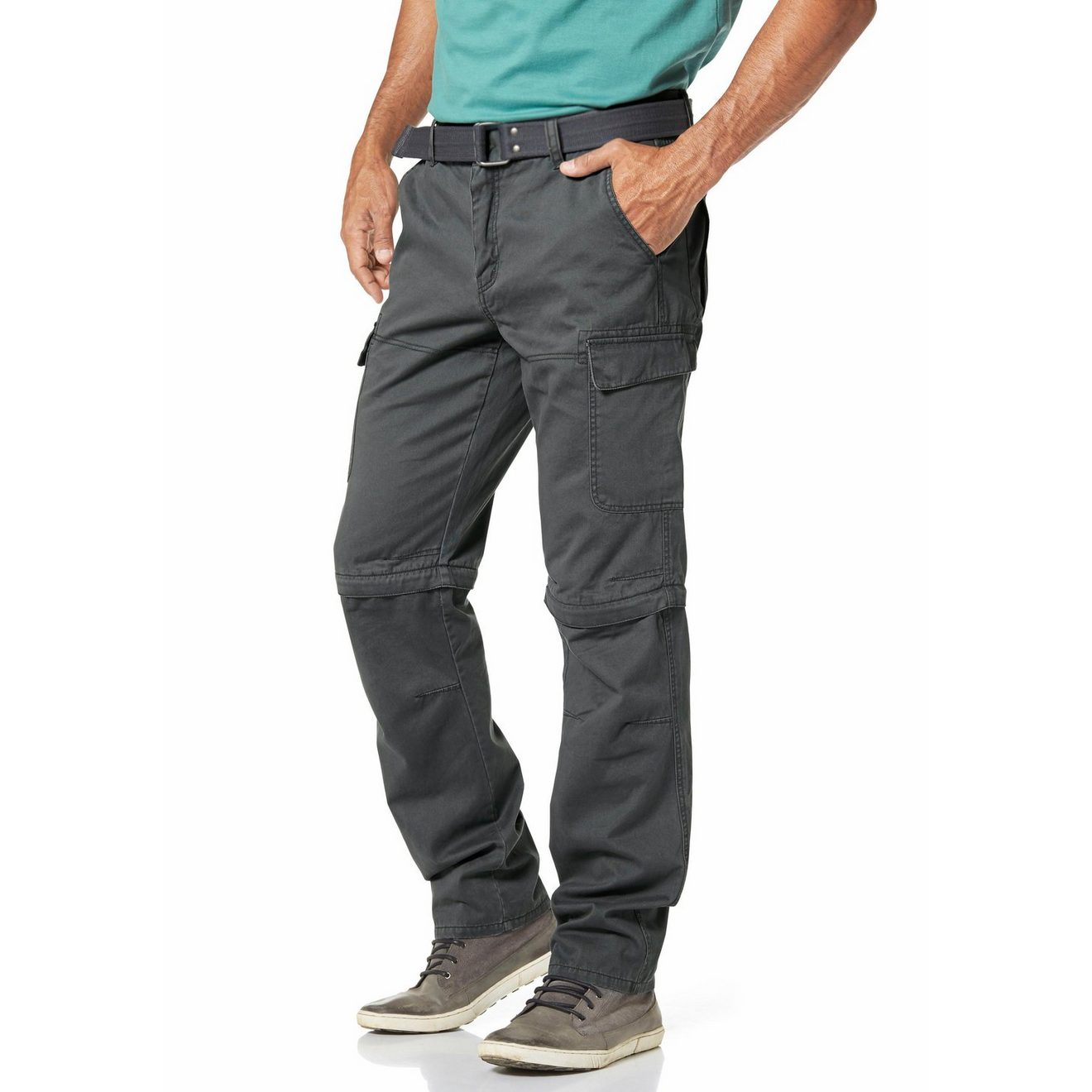 Man's World Cargobroek met zip-offfunctie (set, Met riem)