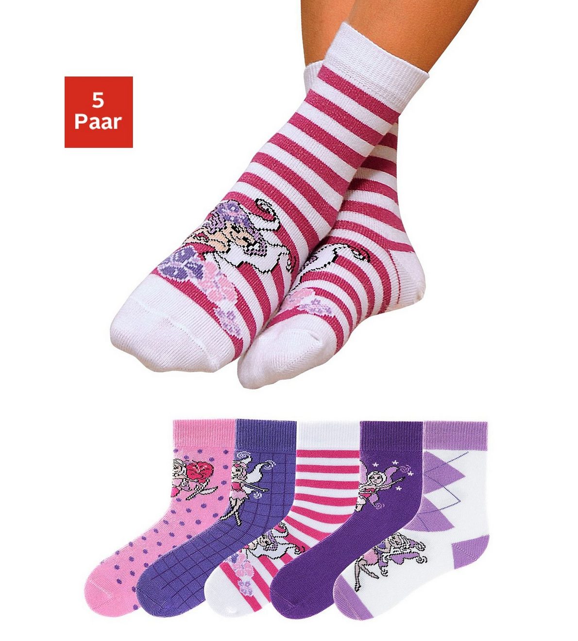 H.I.S Sokken in 5 kleurrijke designs (set, 5 paar)