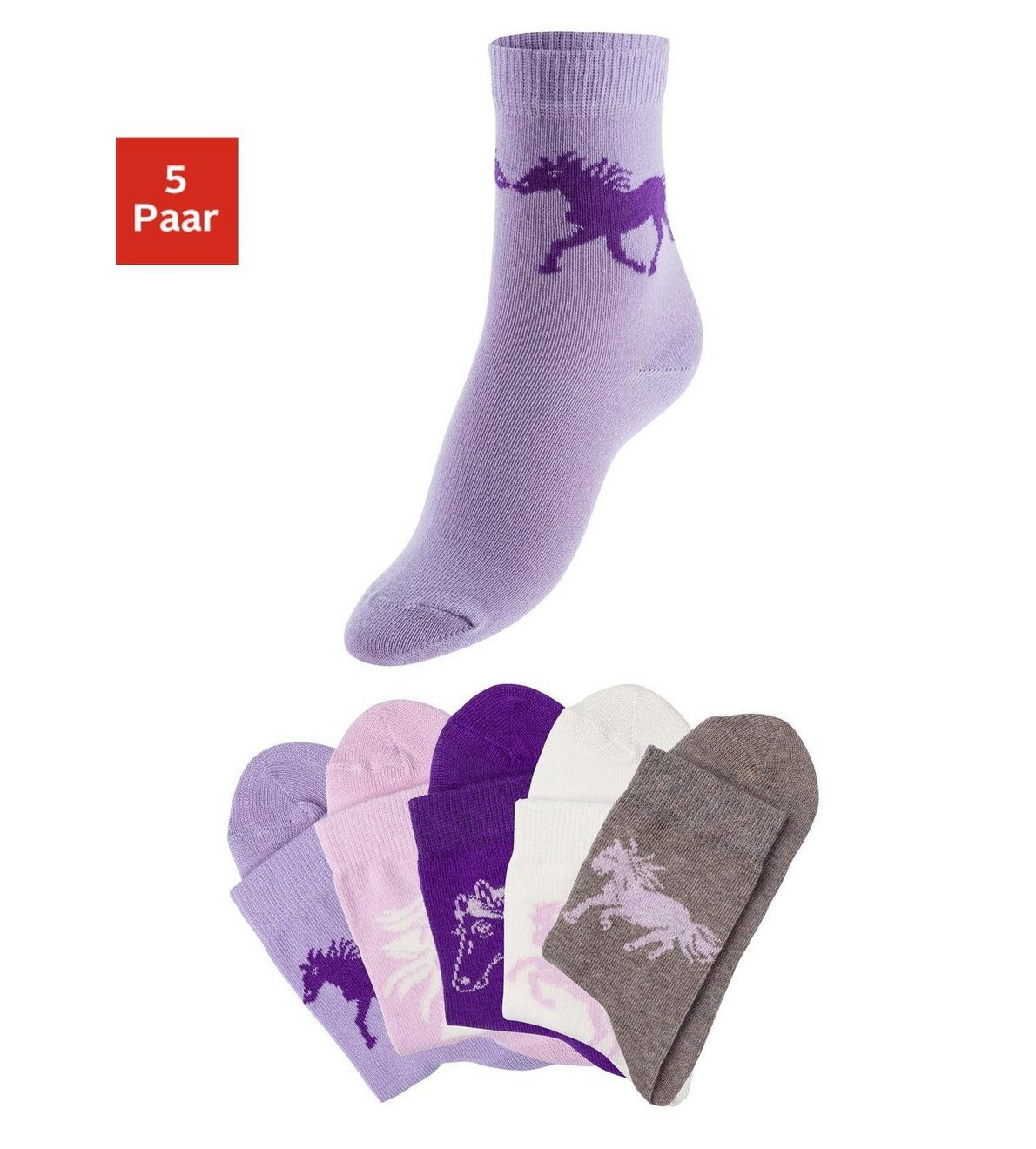 H.I.S Sokken met paardenmotieven (set, 5 paar)