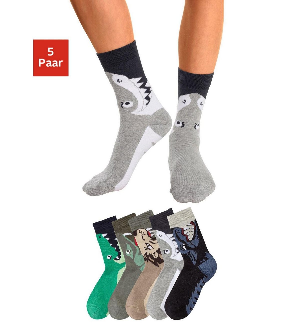 Sokken met dierenmotieven (set, 5 paar)